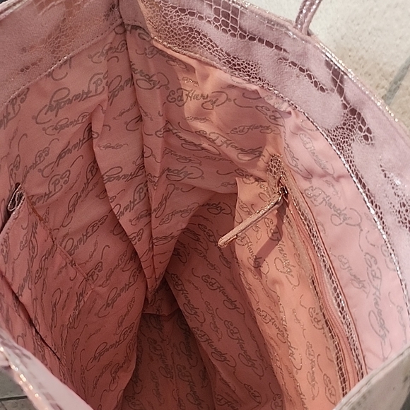 Ed Hardy Pink and Silver Butterfly Heart Tote - Picture 6 of 12